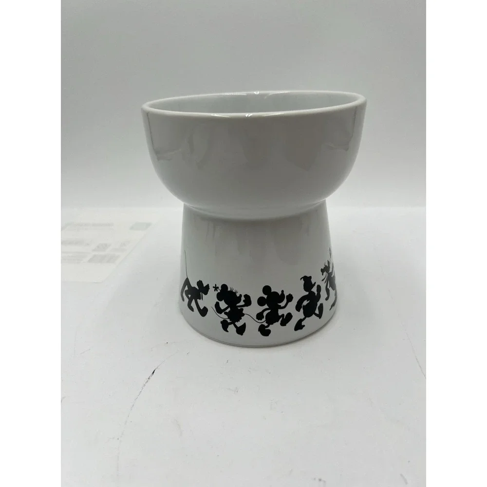 Disney Mickey Mouse Elevated Ceramic Cat Bowl 1.5 Cup Chewy White Black 291403